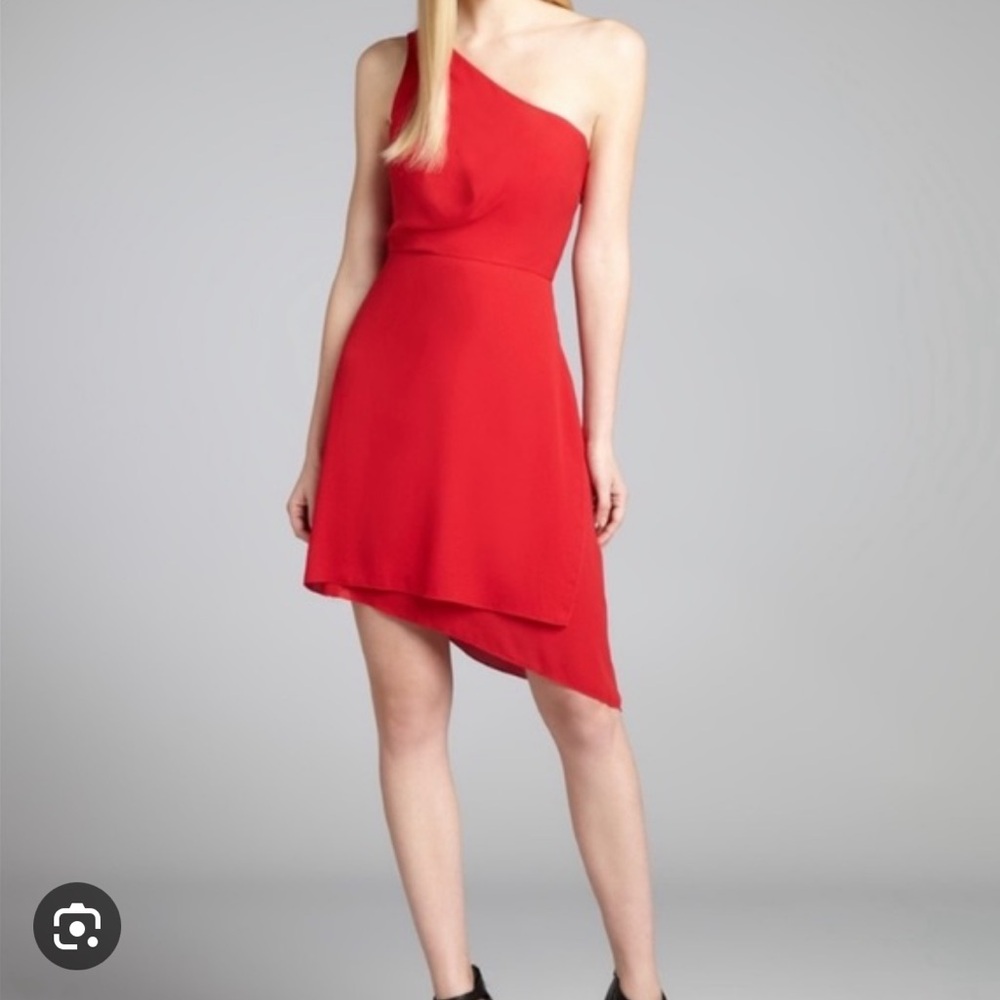 BCBGMaxAzria Somara Red Dress Size 0 One Shoulder Asymmetrical